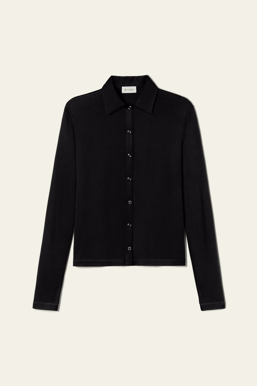 Camisa de Jersey de Seda Slim Básica