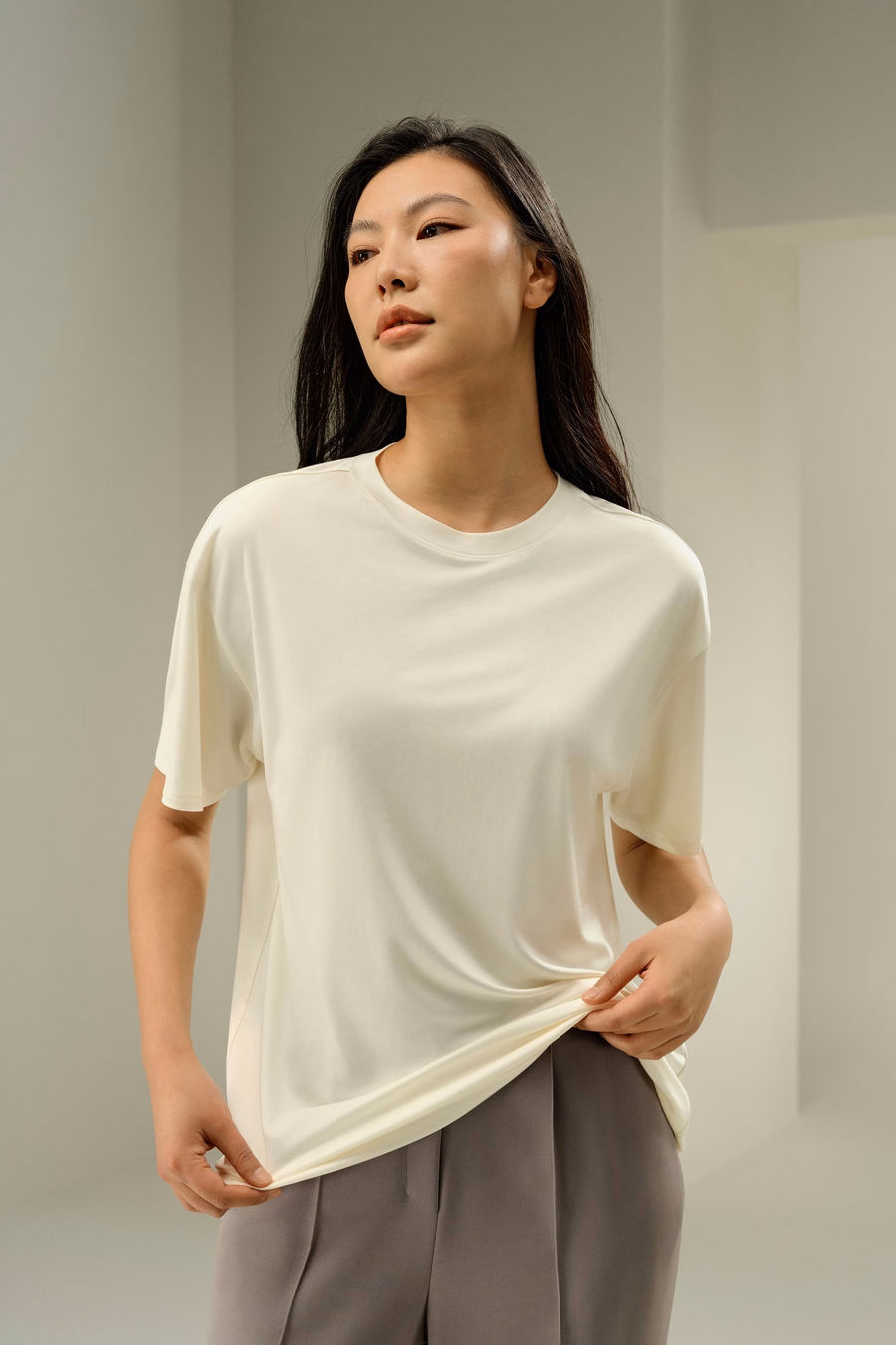 Tee de Jersey de Seda Oversized
