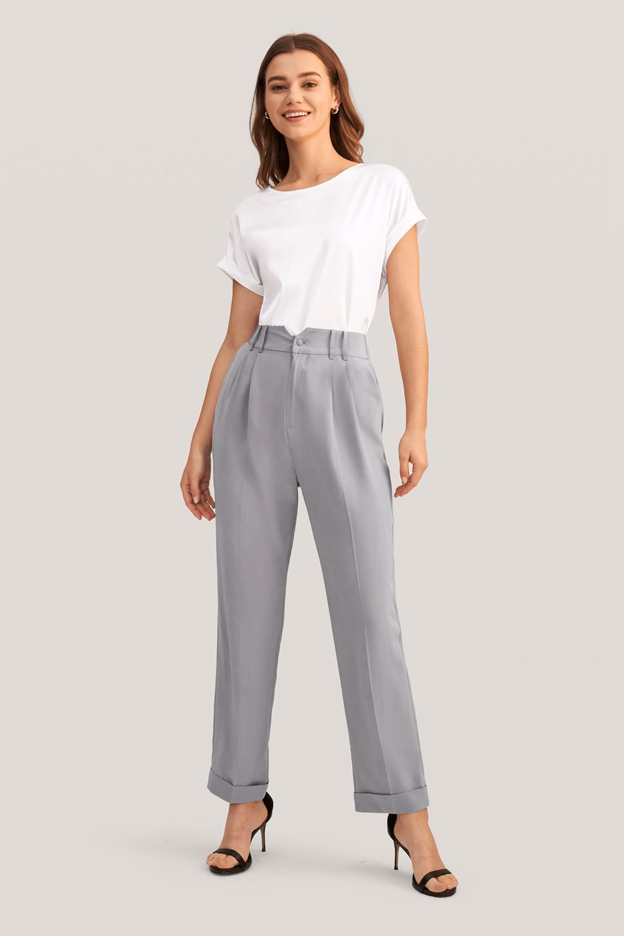 Pantalones de Seda Ajustados y Con Forma