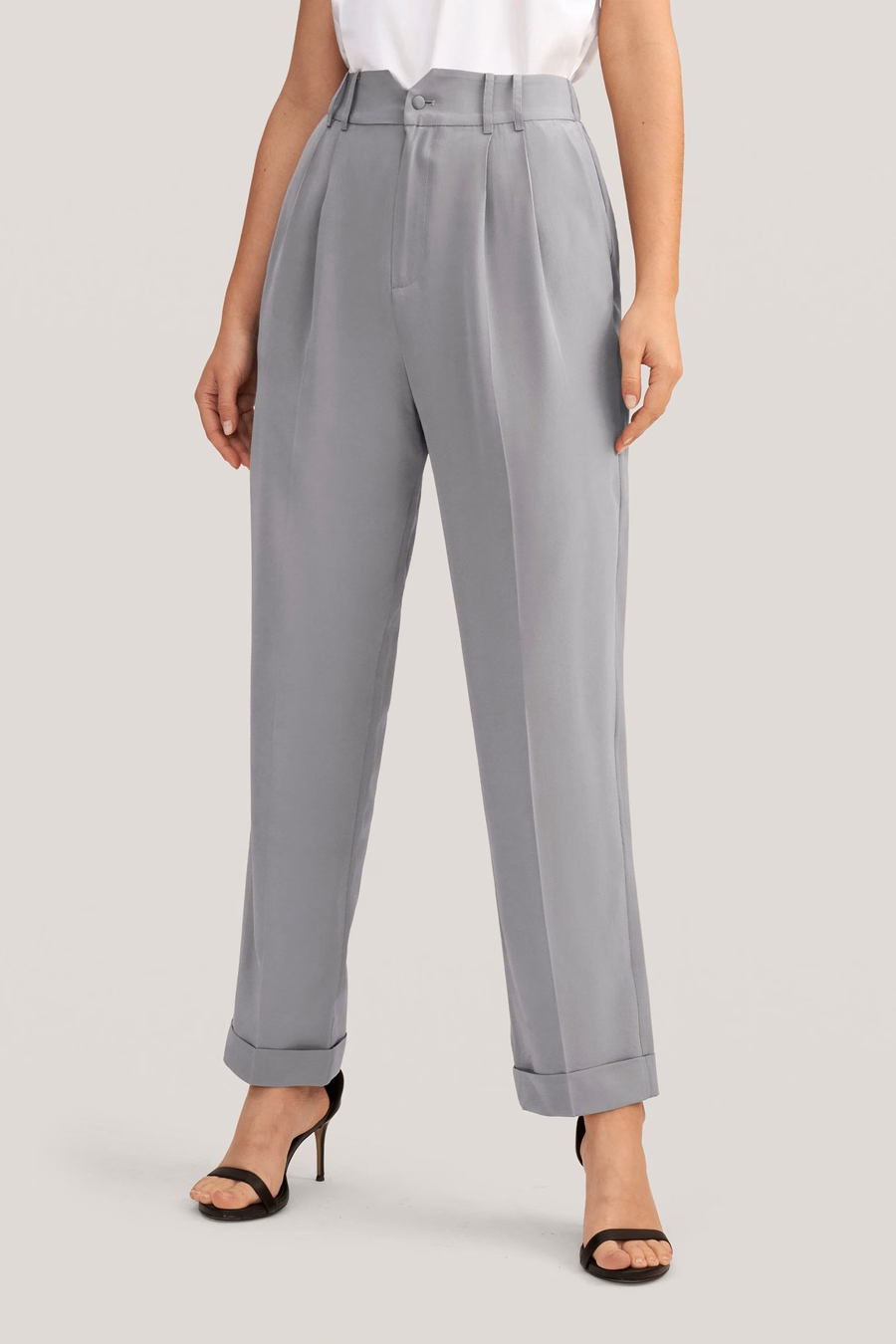 Pantalones de Seda Ajustados y Con Forma