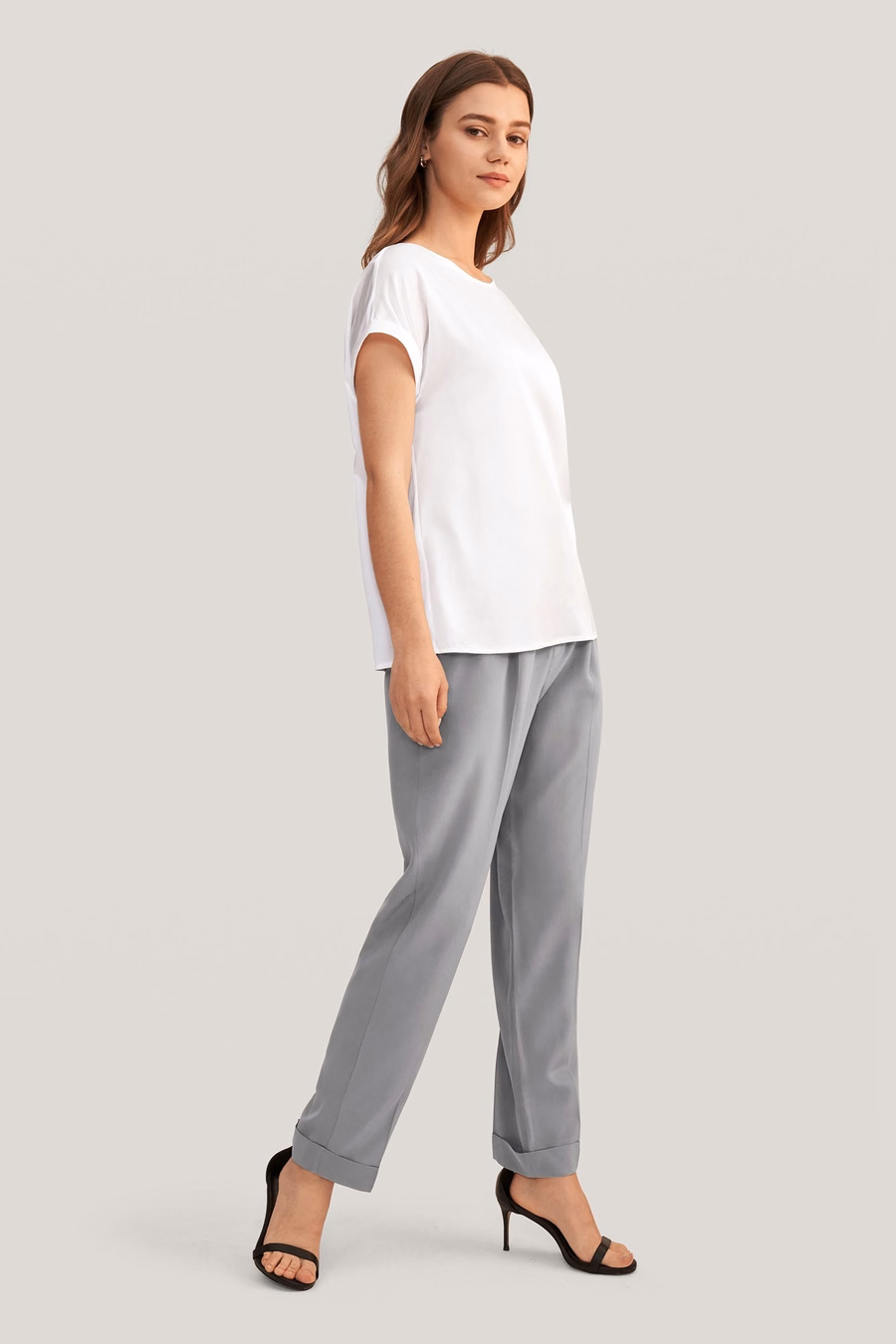 Pantalones de Seda Ajustados y Con Forma