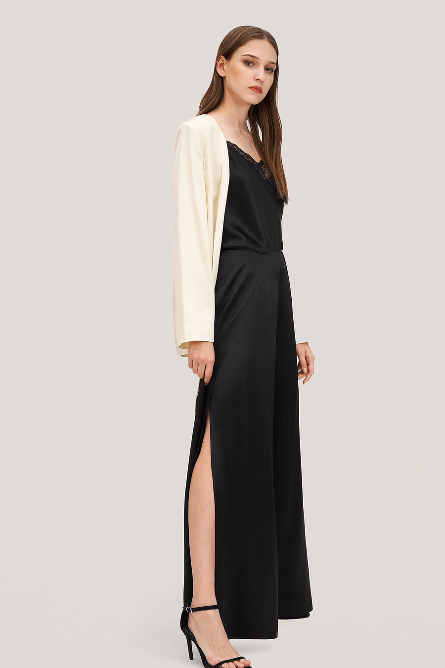 Pantalones de seda ginkgo de talle alto