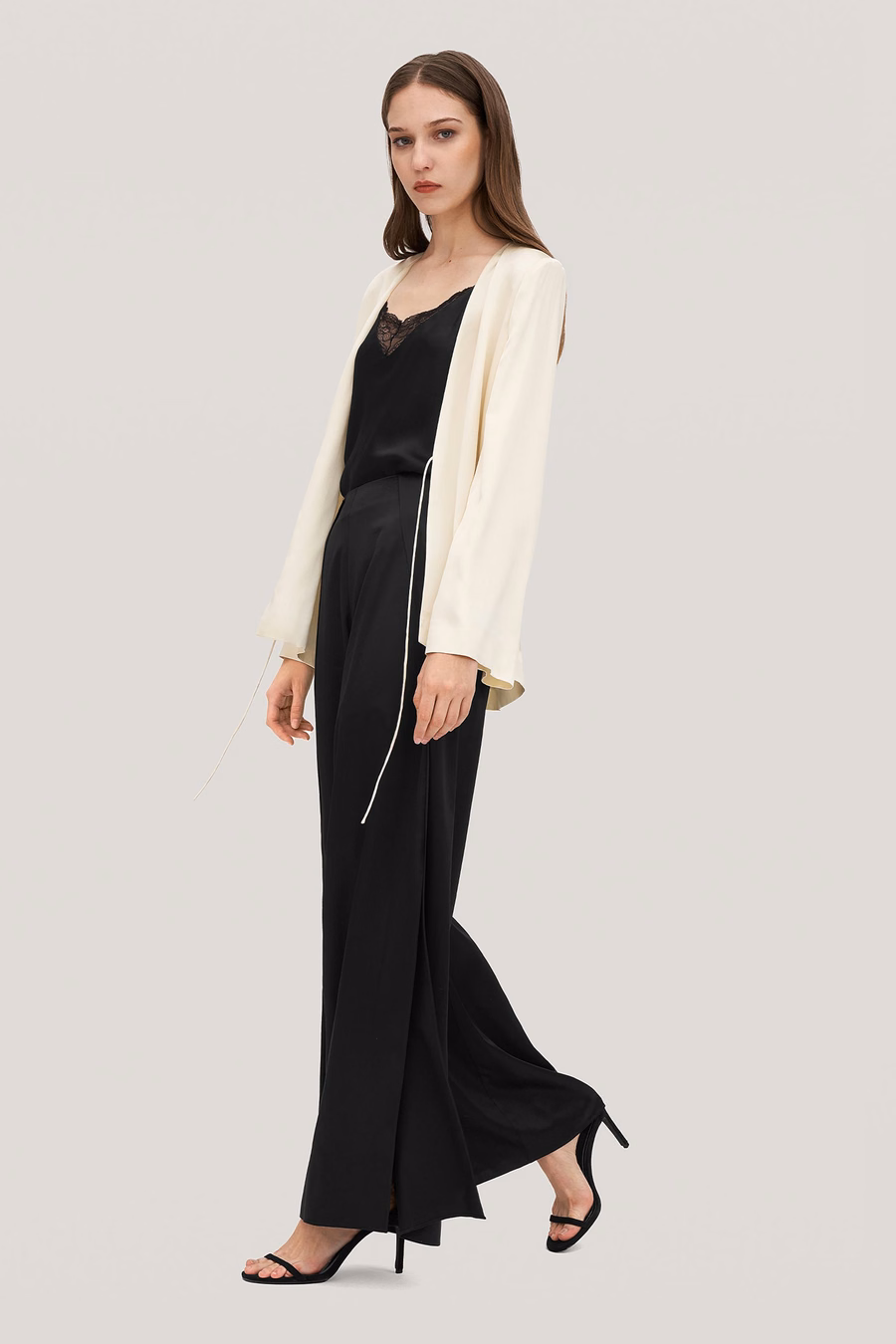 Pantalones de seda ginkgo de talle alto