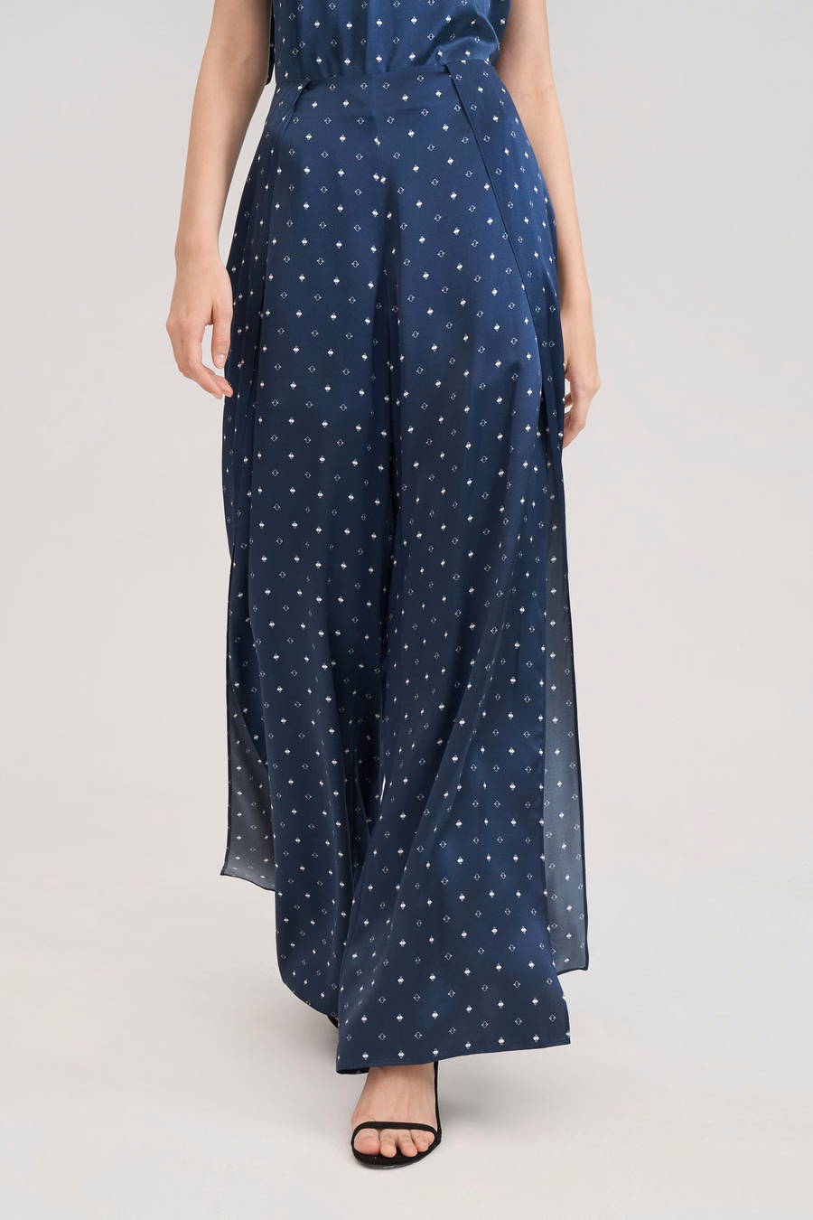 Pantalones de seda ginkgo de pierna ancha