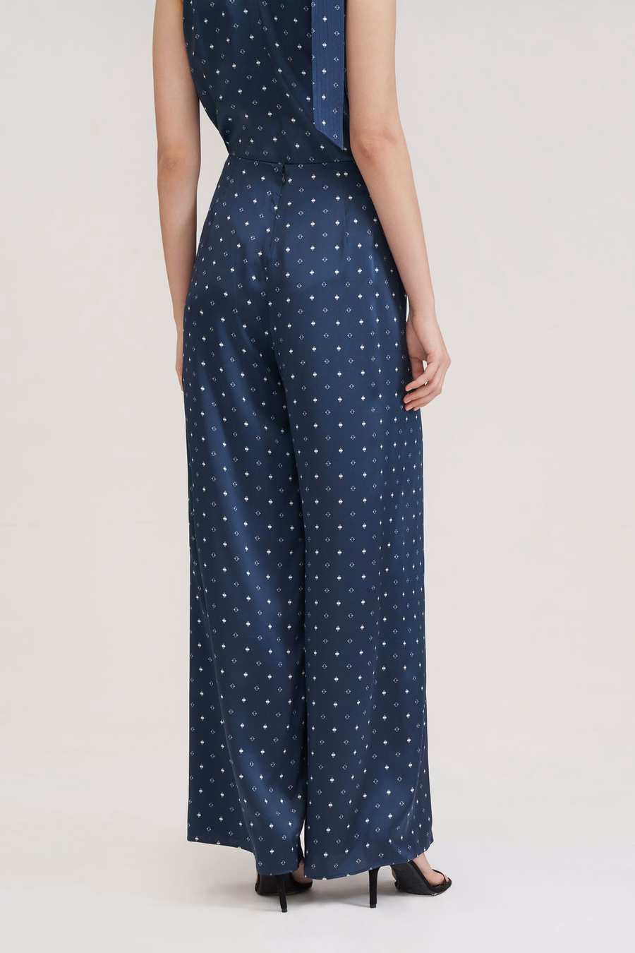 Pantalones de seda ginkgo de pierna ancha