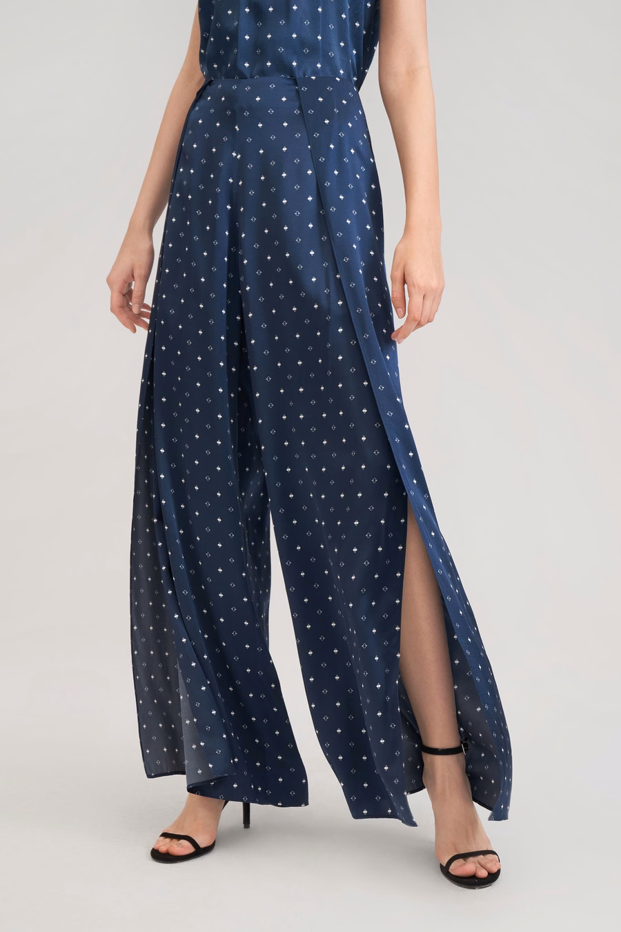 Pantalones de seda ginkgo de pierna ancha