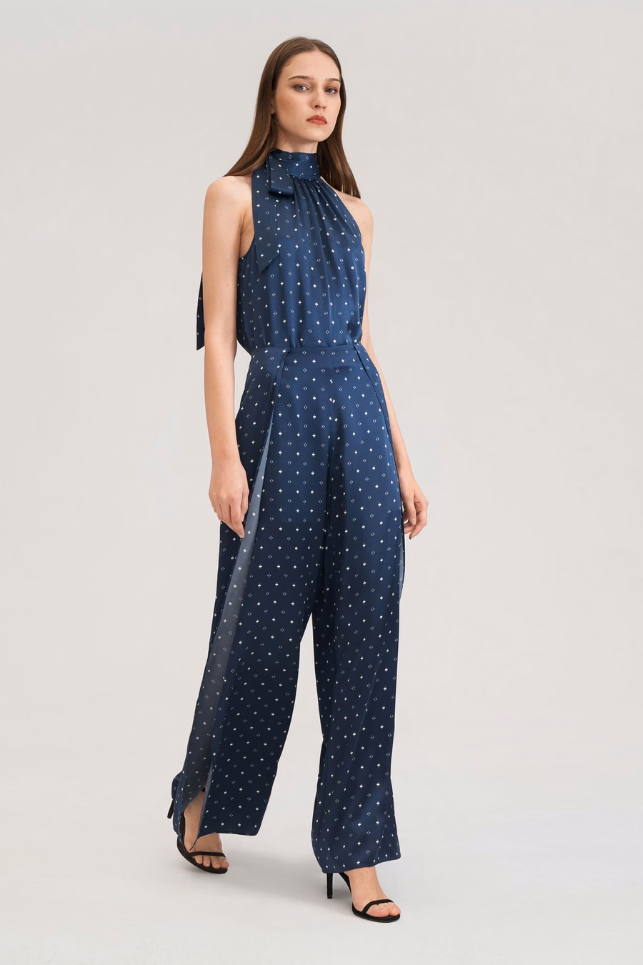 Pantalones de seda ginkgo de pierna ancha