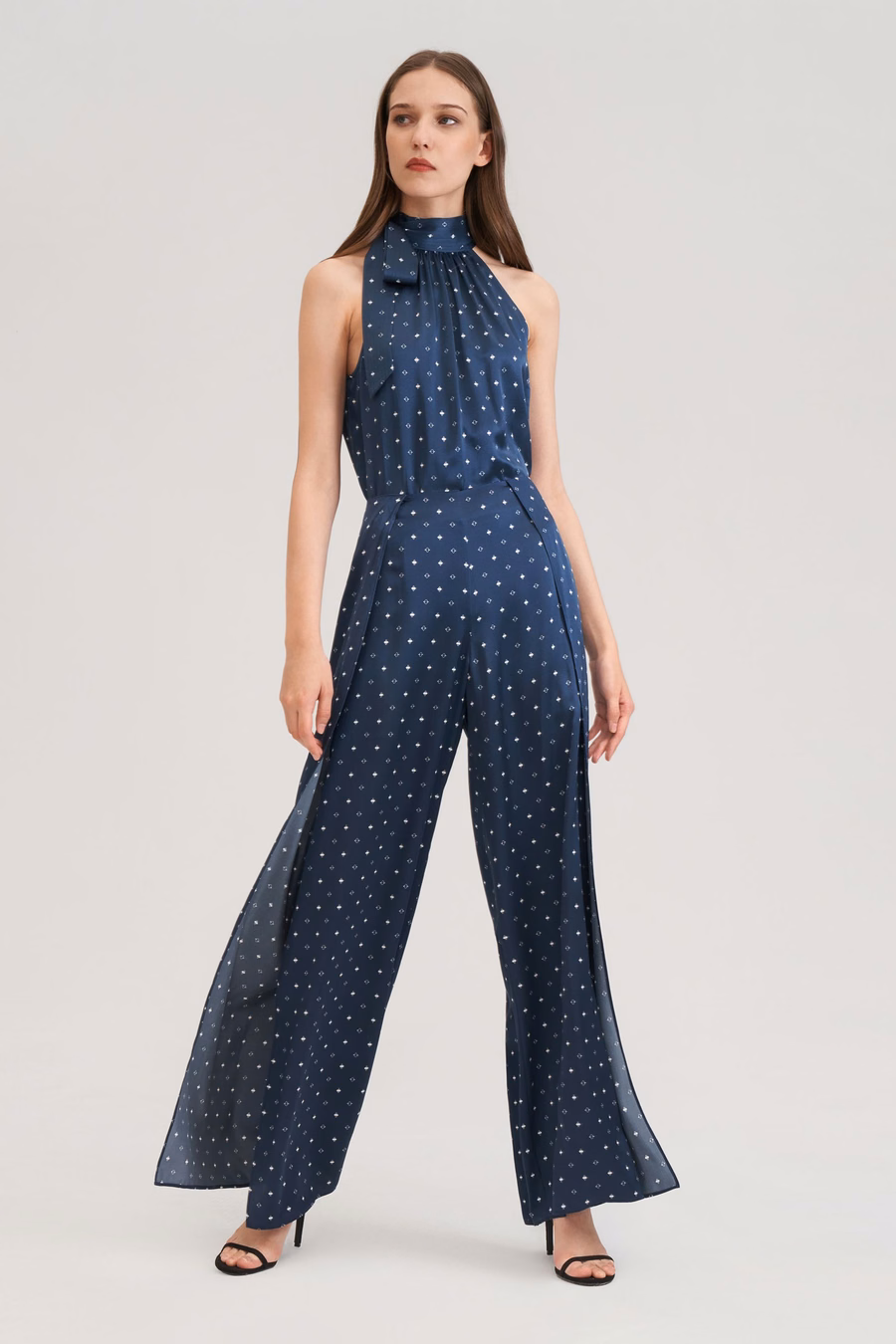 Pantalones de seda ginkgo de pierna ancha