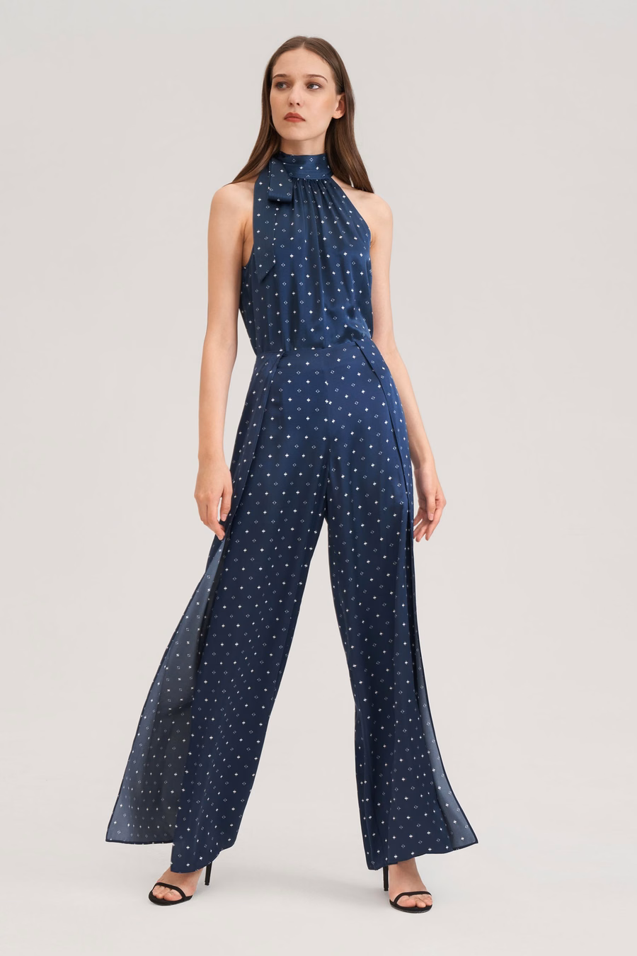 Camisa de seda con cuello halter