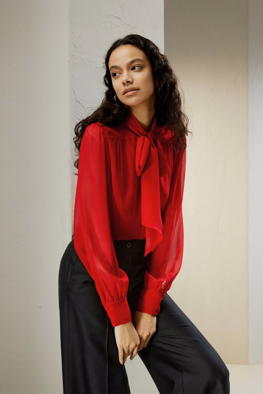 Blusa de Seda Jazmín con Pajarita