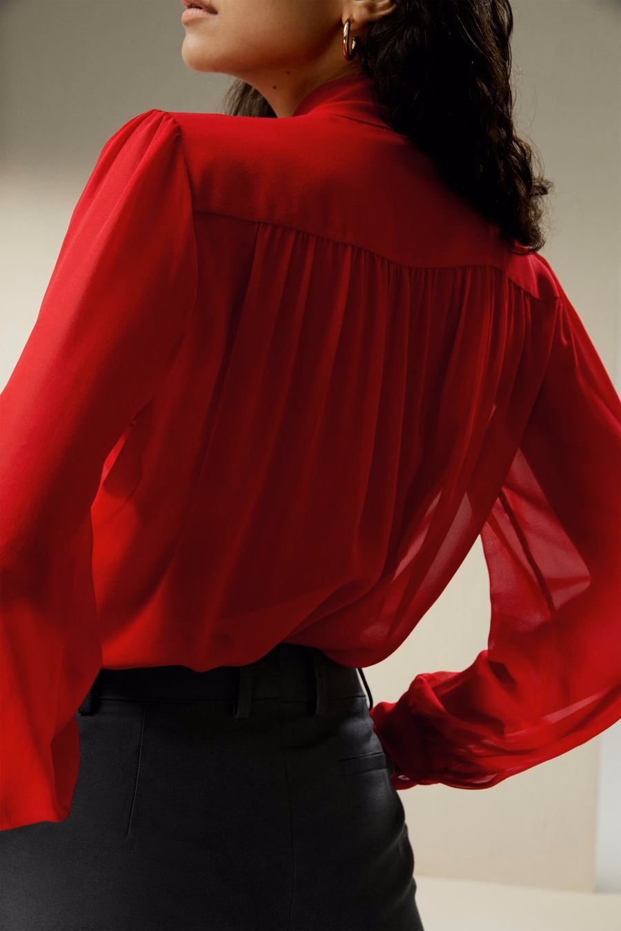 Blusa de Seda Jazmín con Pajarita