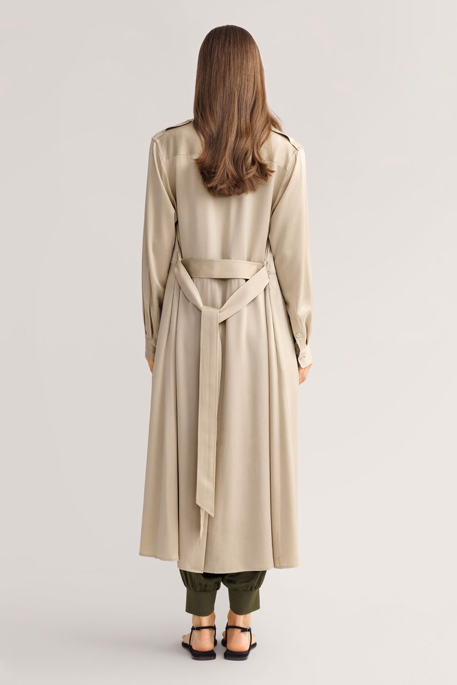 Vestido Trench de Bolsillo Lavado a la Arena
