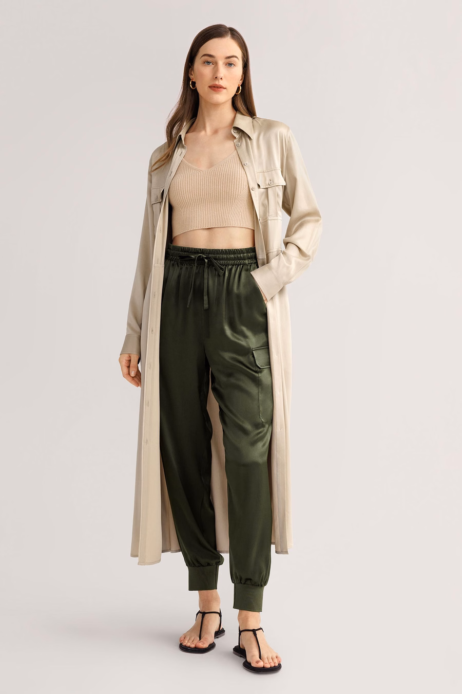 Vestido Trench de Bolsillo Lavado a la Arena