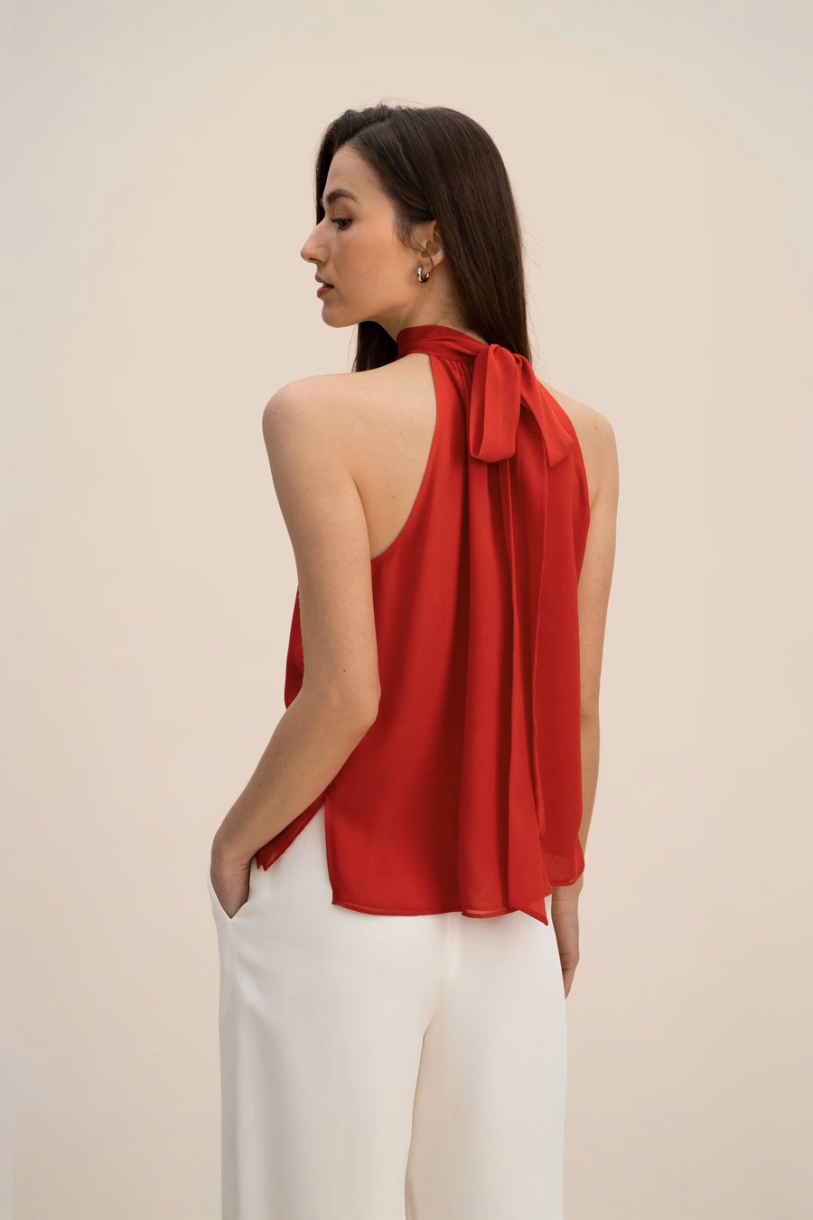 Top de Cuello Halter de Seta Georgette