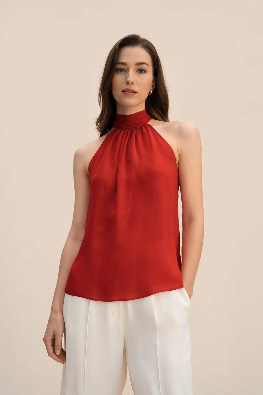Top de Cuello Halter de Seta Georgette