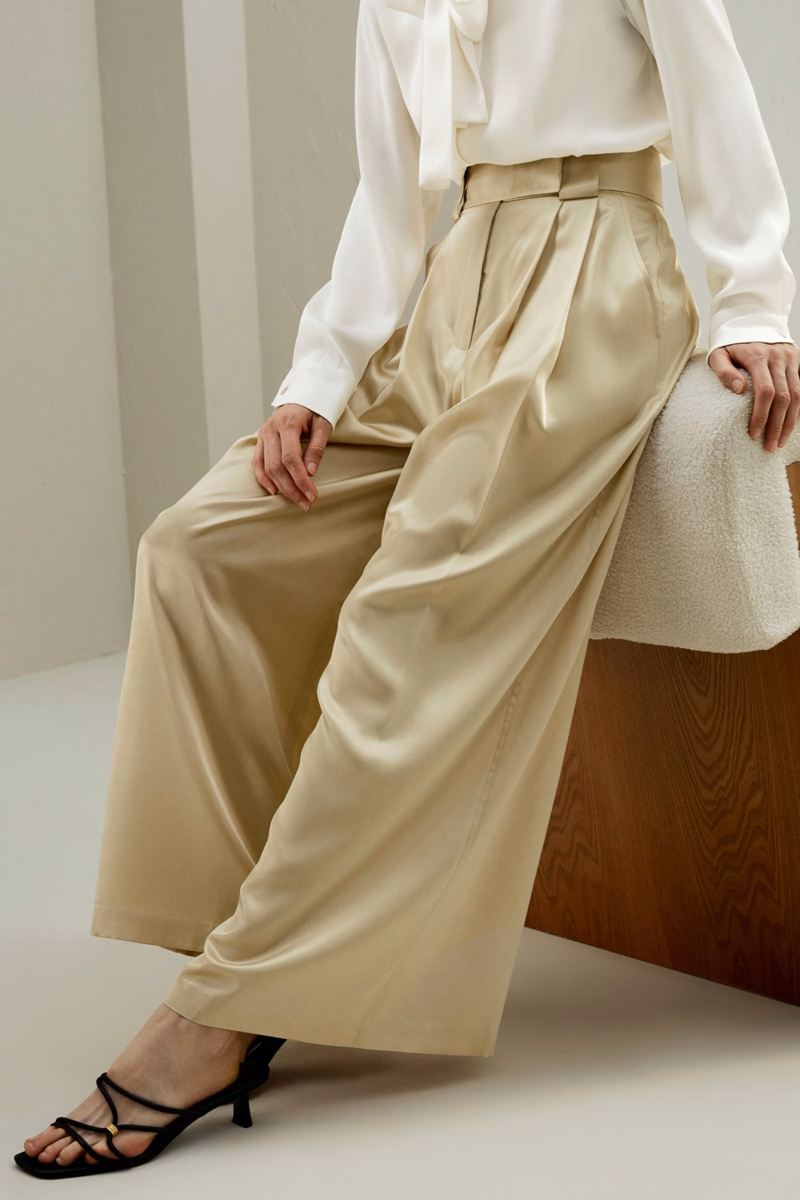Pantalones de pierna ancha de seda Watershine