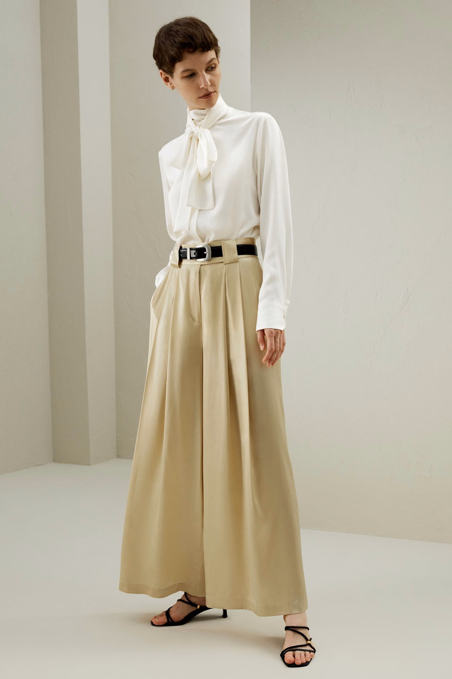 Pantalones de pierna ancha de seda Watershine