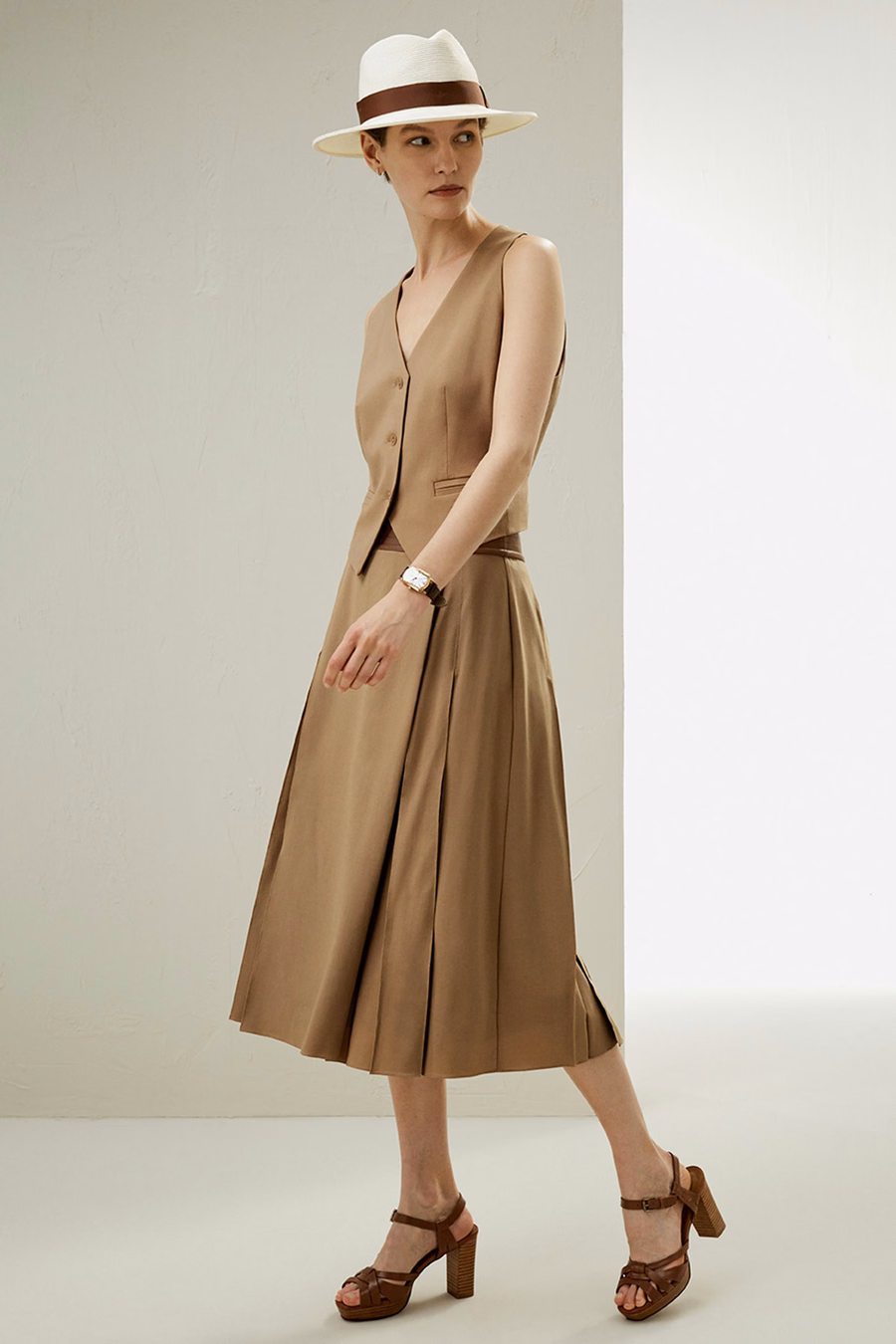 Chaleco de Seda y Lana con Espalda de Seda Jacquard