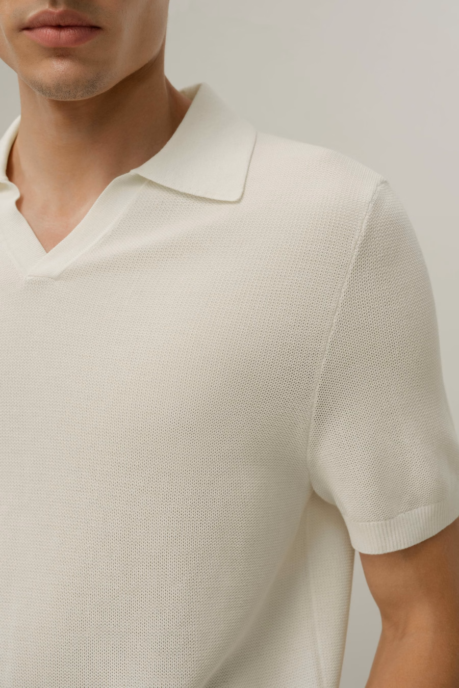 Polo de Punto de Seda y Algodón de Corte Regular