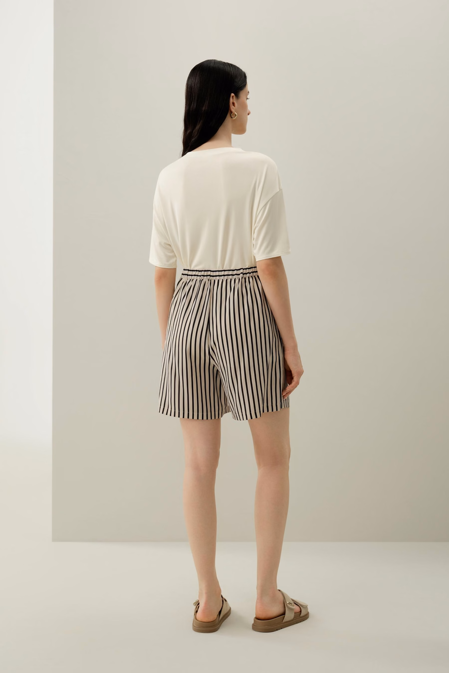 Shorts de Seda Rayada