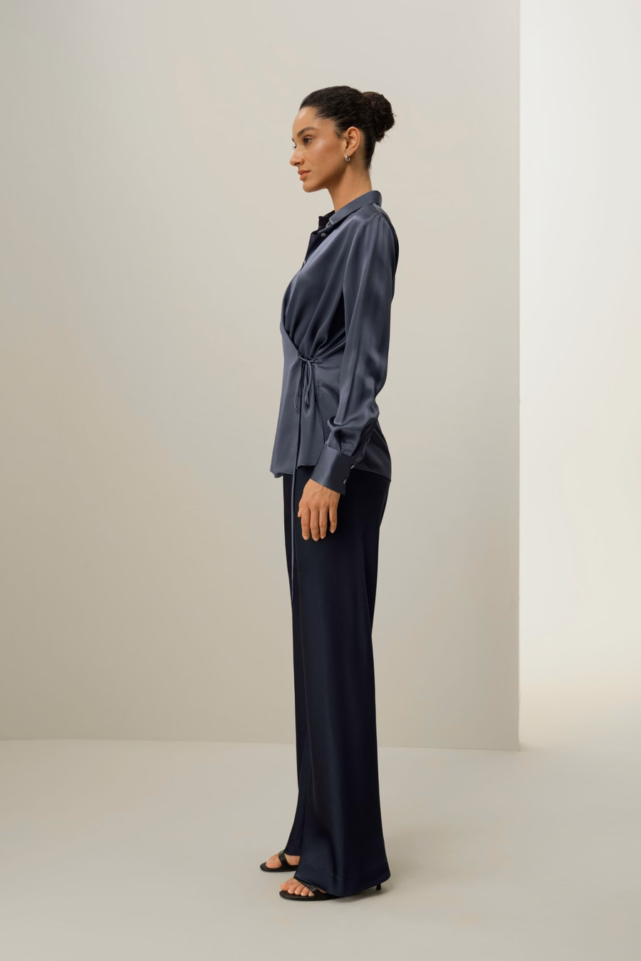 Camisa de seda charmeuse convertible