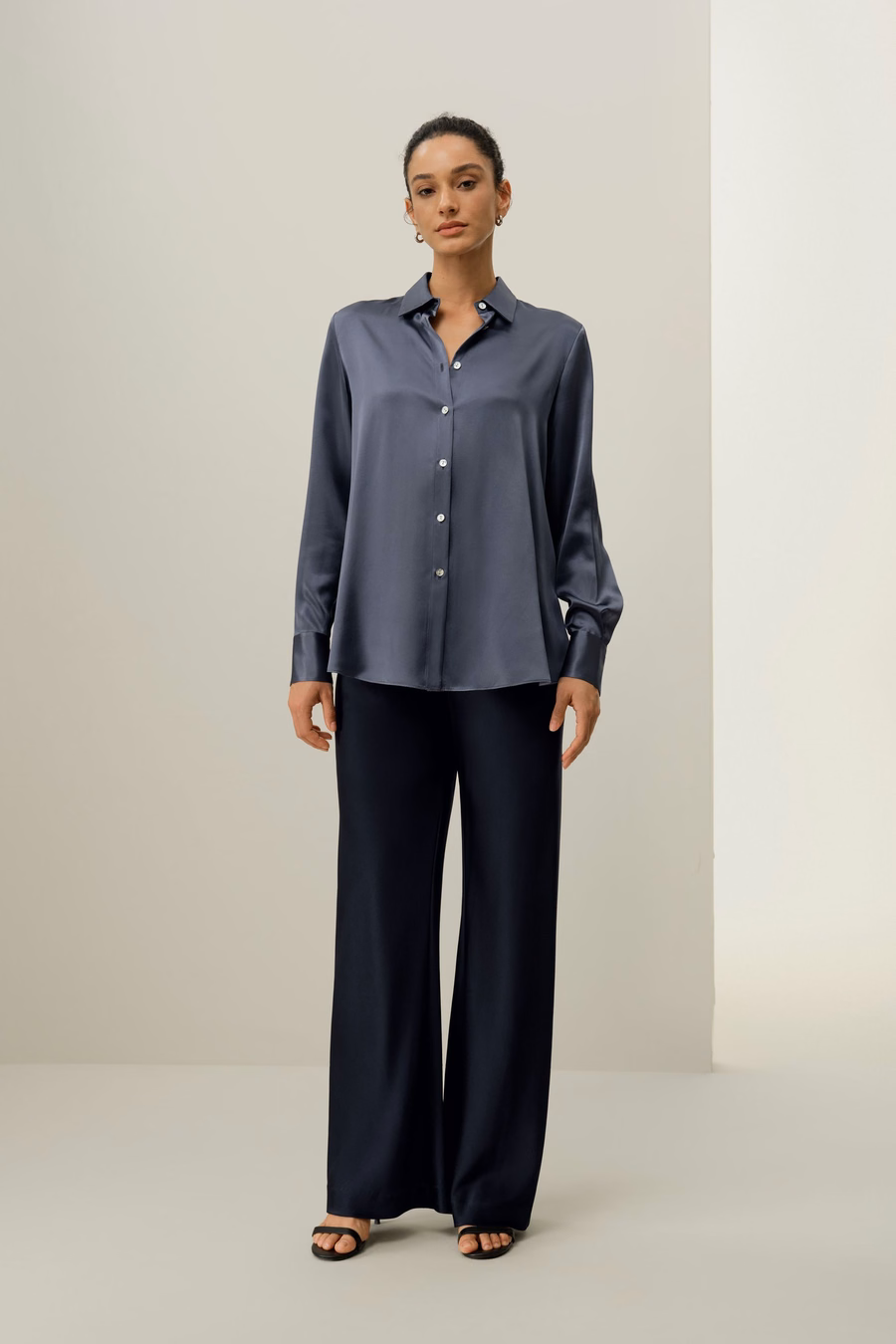 Camisa de seda charmeuse convertible