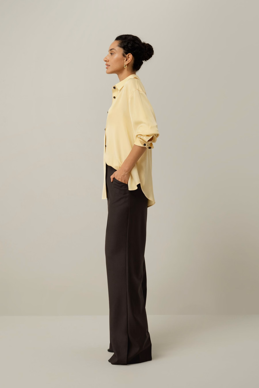 Camisa Oversized de Doble Georgette elástica