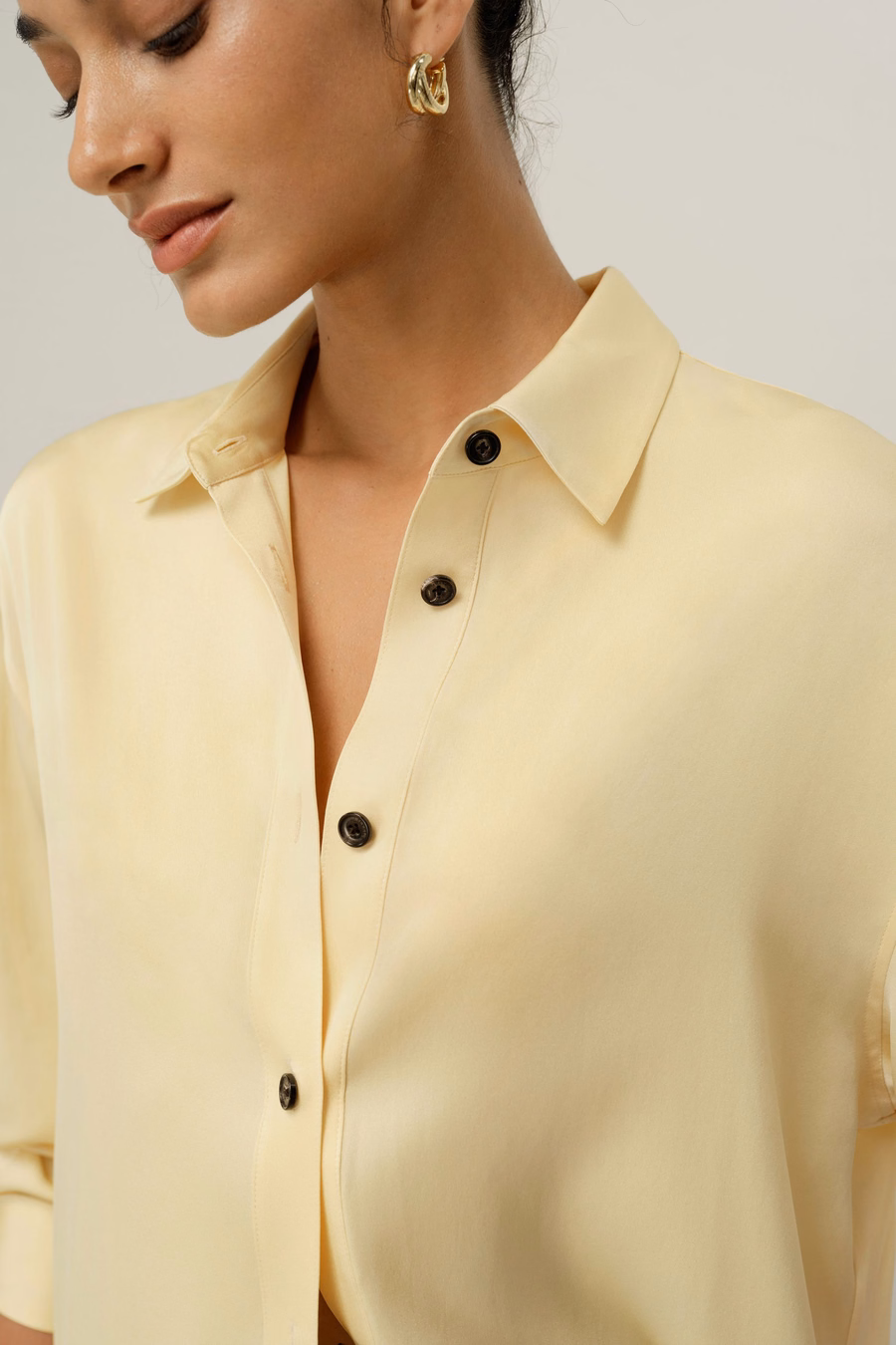 Camisa Oversized de Doble Georgette elástica