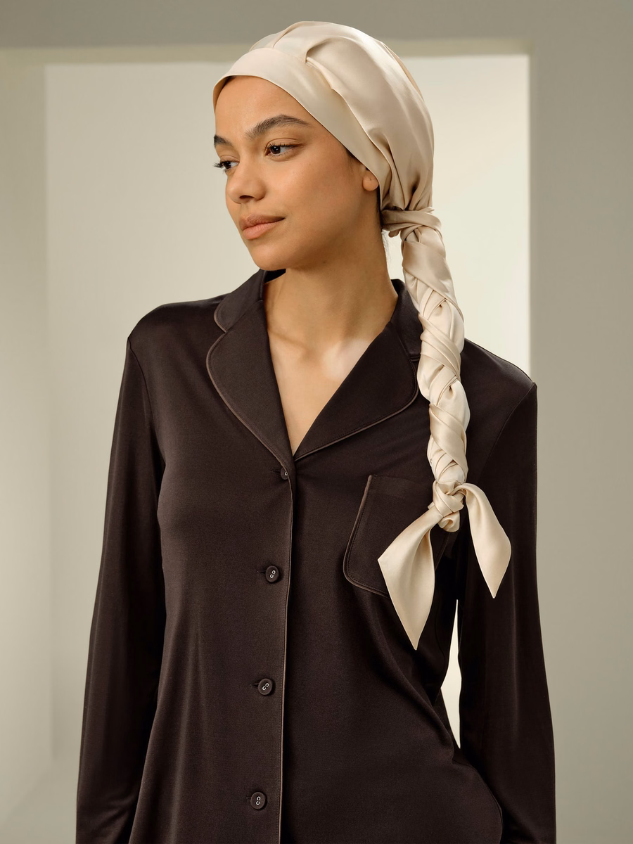 Gorro de cabello trenzado de cinta de seda