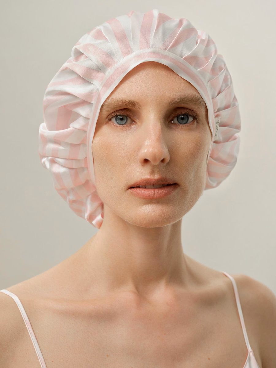 Gorro de sueño de charmeuse a rayas